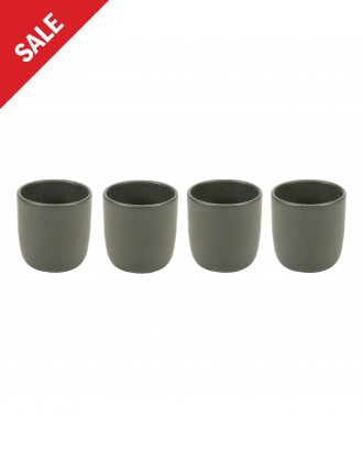 Set 4 cesti ceramica pentru espresso, 9 cm, Mira Dark Grey - VILLACER